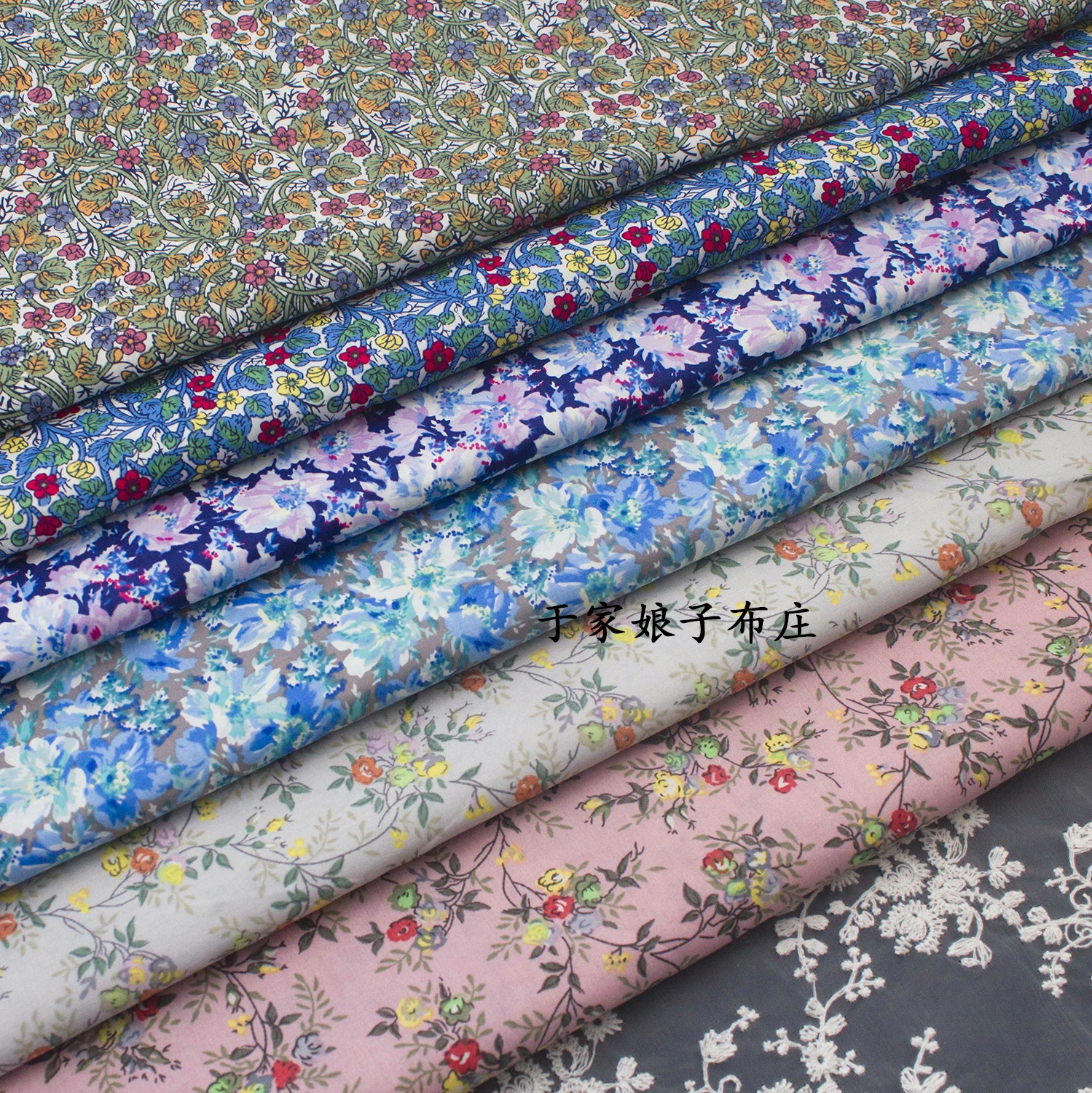 

145x50cm 60s Pastoral floral Twill Cotton Fabric DIY Children's Wear Cloth Make Bedding Quilt Decoration Home 160-180g/m