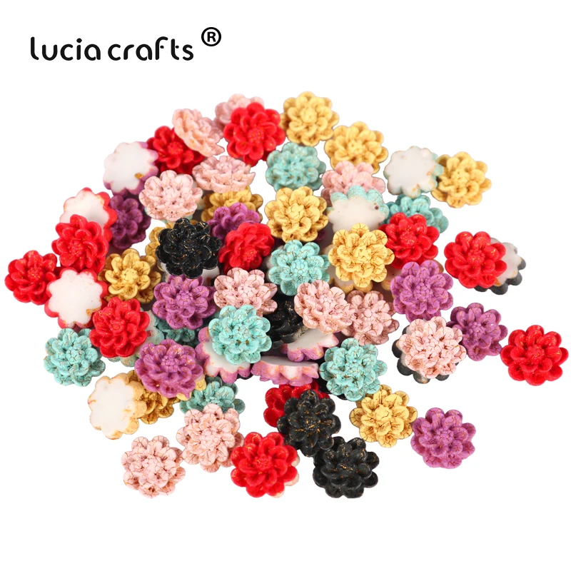 Lucia Crafts случайные 50 шт. цветок из смолы кабошон детский Скрапбукинг для рукоделия