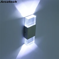 modern style 2w 6w square aluminum led wall lamp light acrylic crystal home lighting indoor outdoor decoration nr 14