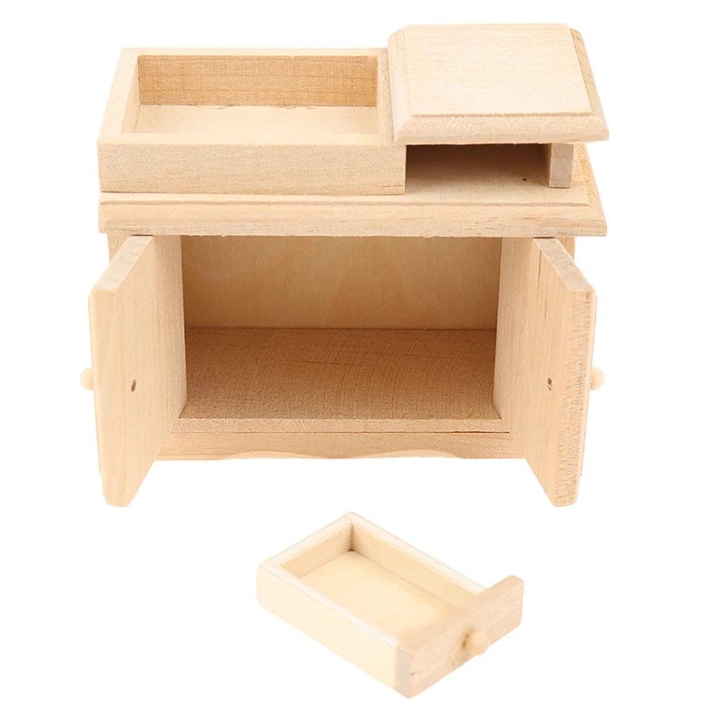 

1/12 Wooden Wash Basin Cabinet with Hand Sink Miniature Furniture Toys for Dollhouse Bathroom Kitchen Decoration