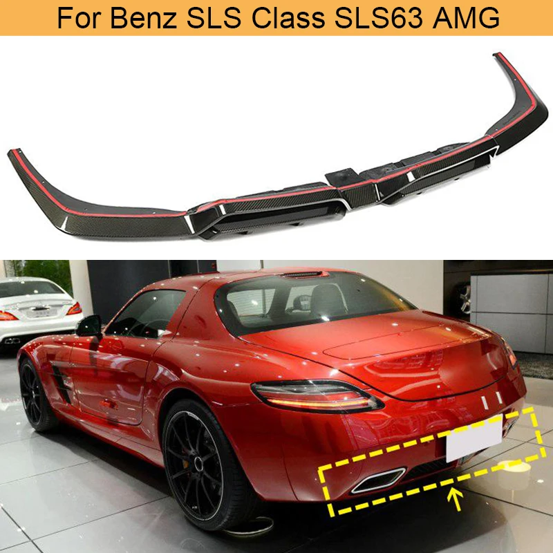 Углеродное волокно задний бампер диффузор спойлер для Mercedes Benz класс SLS SLS63 AMG 2010 2013