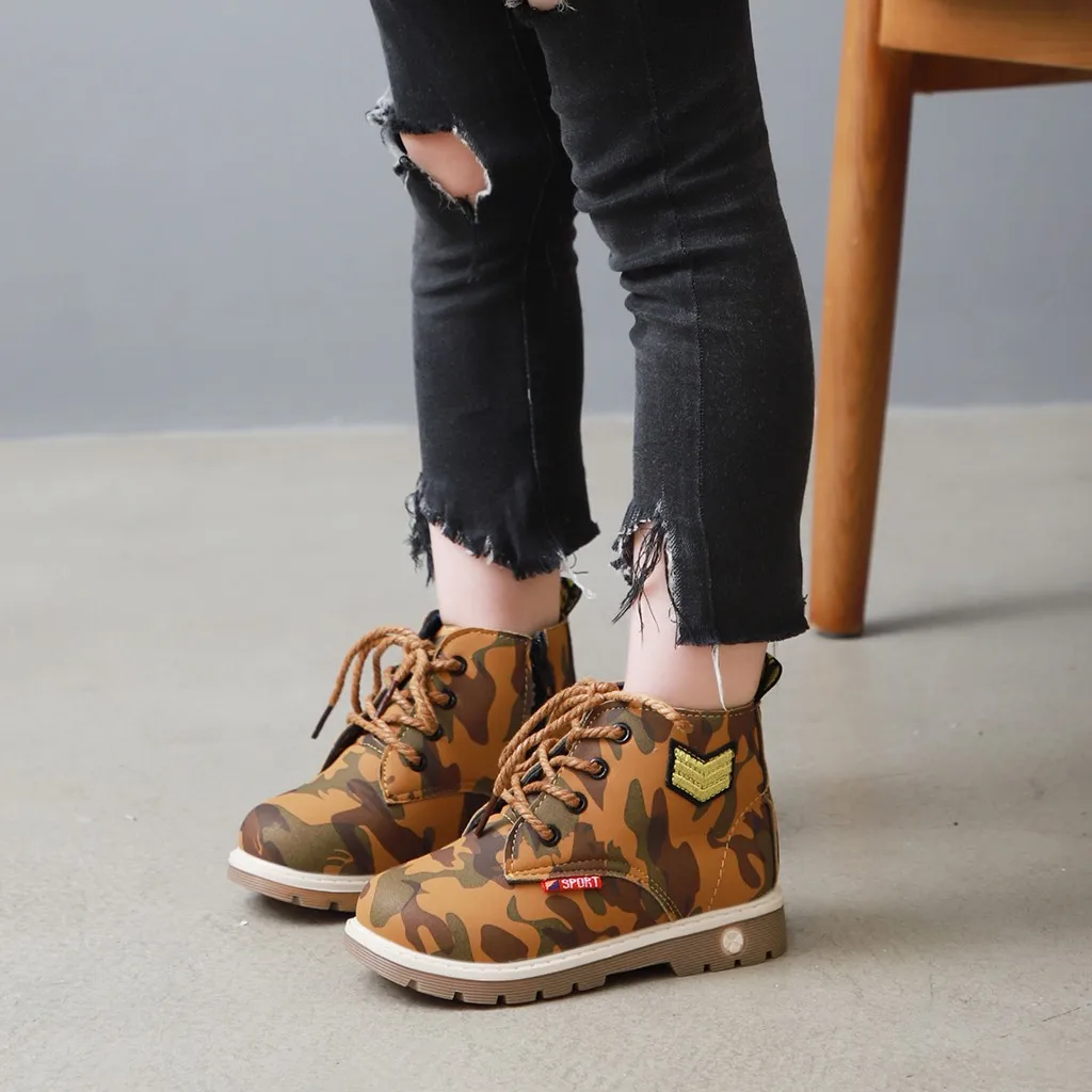 Новые детские ботинки обувь для мальчиков и девочек Детские Армейские Ботинки