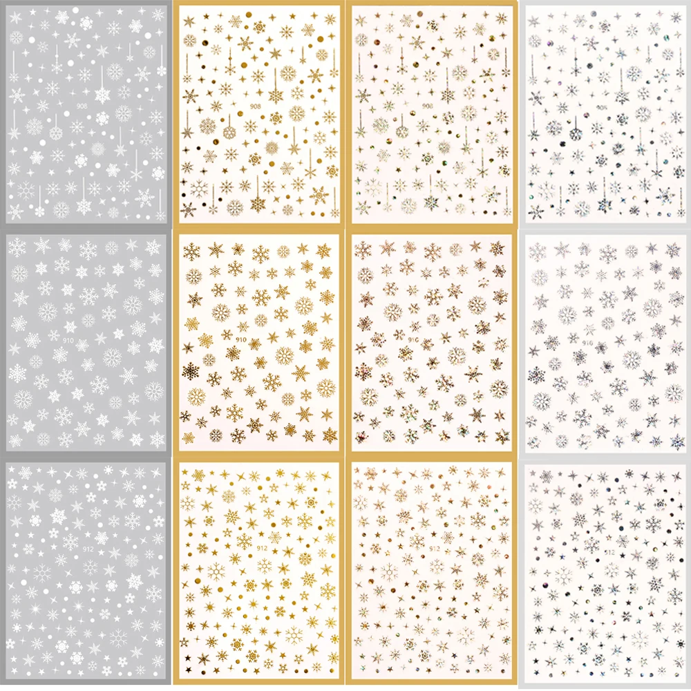 

1 Sheet Waterproof Manicure Christmas Nail Art Self Adhesive Decals Snowflake Nail Stickers Snowflake Nail Art