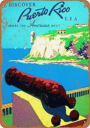 

Puerto Rico Travel Poster Vintage Retro Aluminum Metal Sign Wall Decoration 12x8