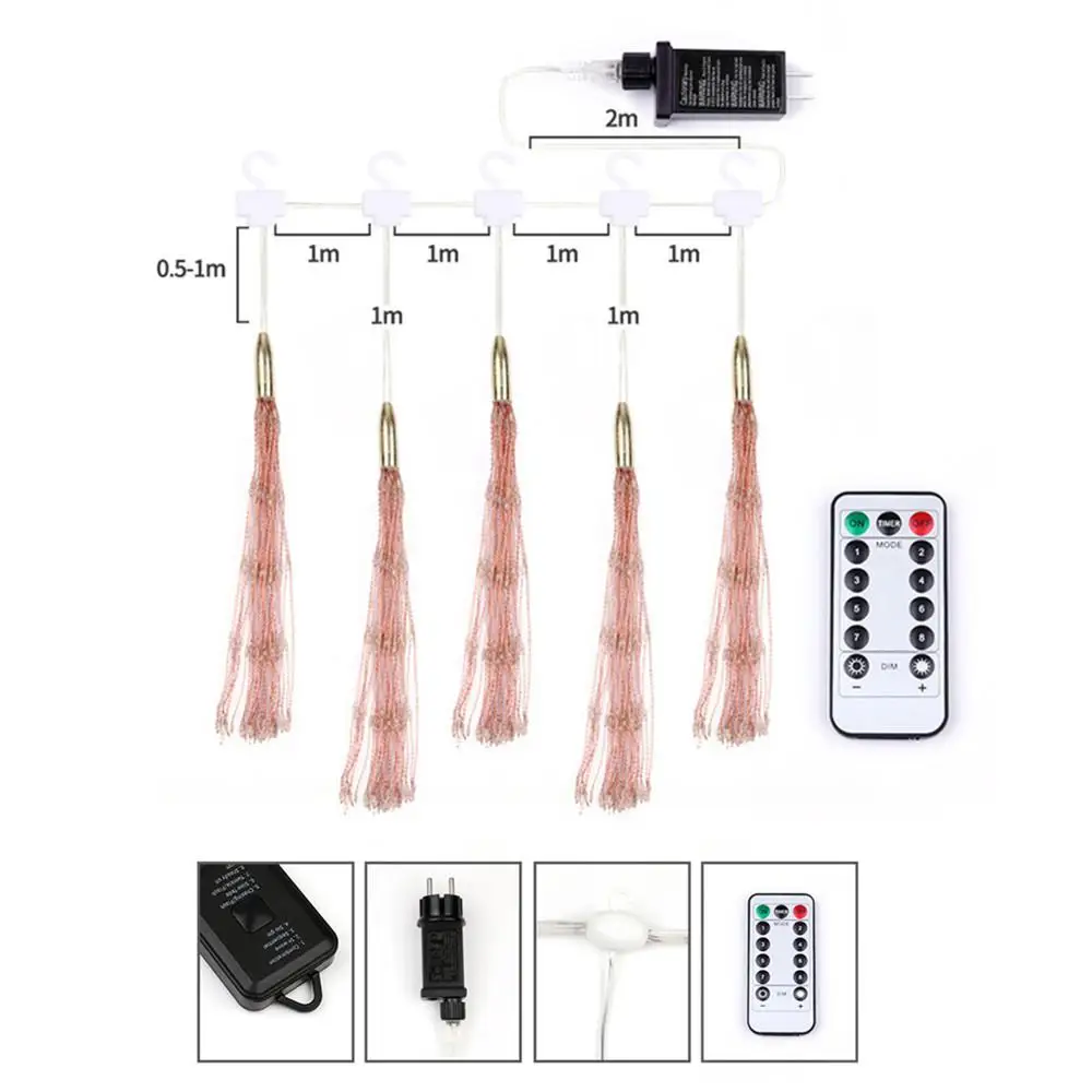 5 в 1 фейерверк светильник s w/пульт дистанционного управления медный провод