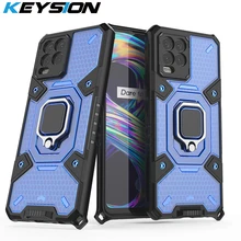 KEYSION Shockproof Armor Case for Realme 8 8 Pro GT 5G GT Neo Transparent Ring Stand Phone Back Cover for OPPO Find X3 X3 Pro