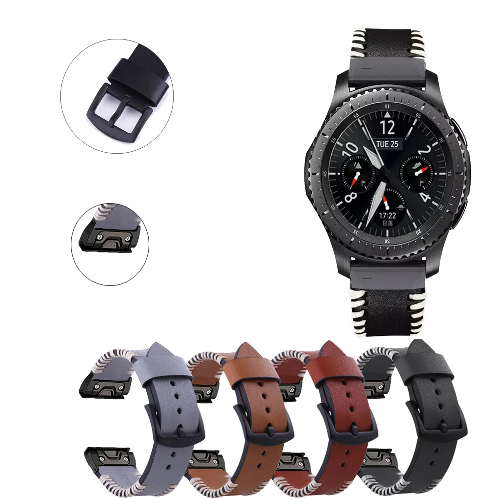 

Кожаный ремешок для наручных часов для Garmin Fenix 6 Pro/Sapphire 5 6 5X 6X 3/3HR 5 Plus, 26 мм 22 мм, Forerunner 935/945