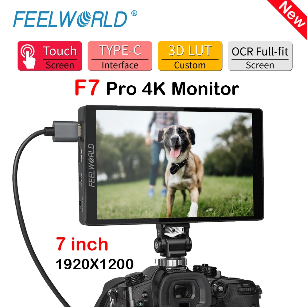 

Новый 7-дюймовый монитор FEELWORLD F7 Pro 4K для камеры DSLR полевой монитор 3D LUT сенсорный экран IPS HDR 50/60 Гц 1920x1200 видеокамера s