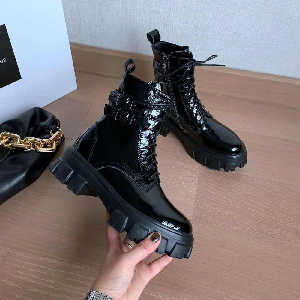 

krazing pot genuine leather round toe thick bottom riding boots high street fashion elegant lady daily wear mid-calf boots L33