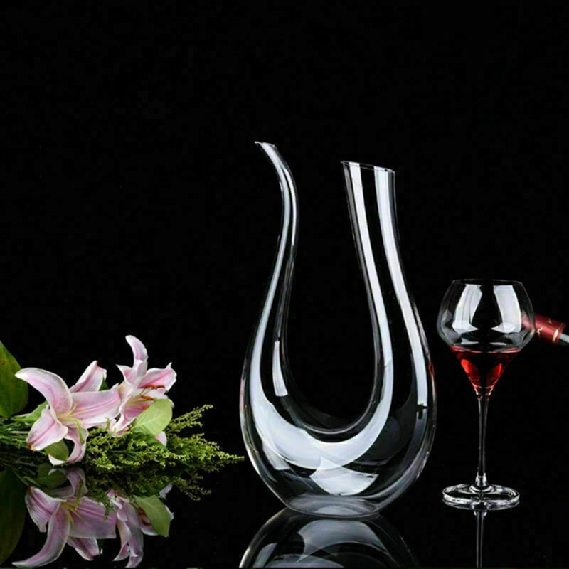 

Crystal U-shaped 1500ml Wine Decanter Harp Swan Decanter Creative Wine Separator Clear Wine Aerator Glass Wine Decanter Bottle