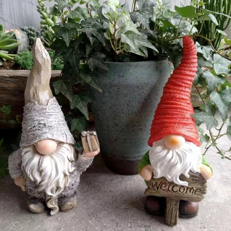 

Resin Garden Gnome Statue Yard Decoration Front Porch Dwarf Elf Figurines Outdoor Ornaments Villa Home Decor