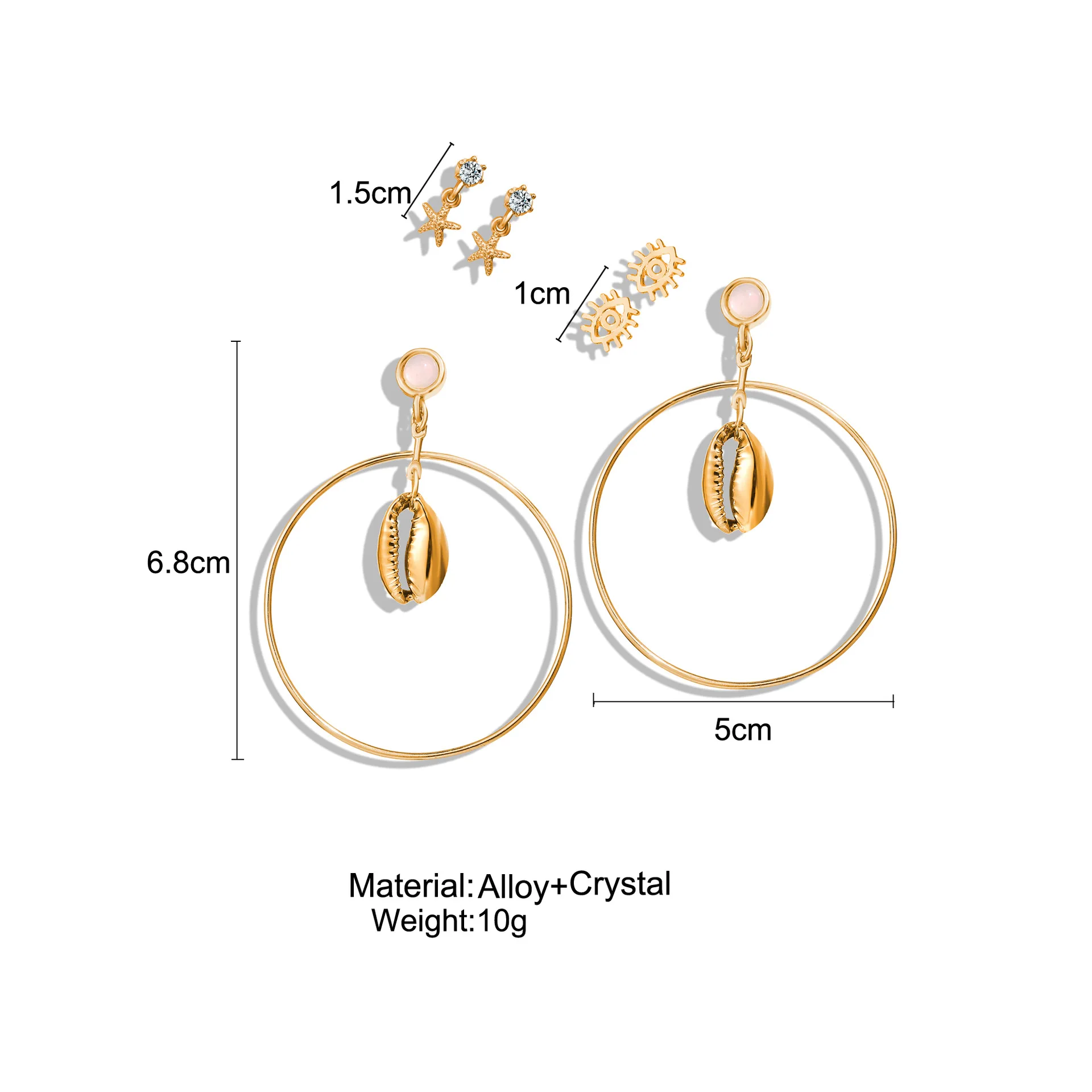 

Bohopan 3PCS/Set Alloy Stud Earrings For Women Classic Geometric Metal Shell Earring Set 2019 New Fashion Female Accessories