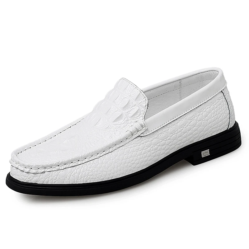 

White Wedding Dress Shoes Men Driving Moccasins Comfortable Slip on Loafer Shoes Men Casual Shoes Leather Oxfords Big Size 38-47