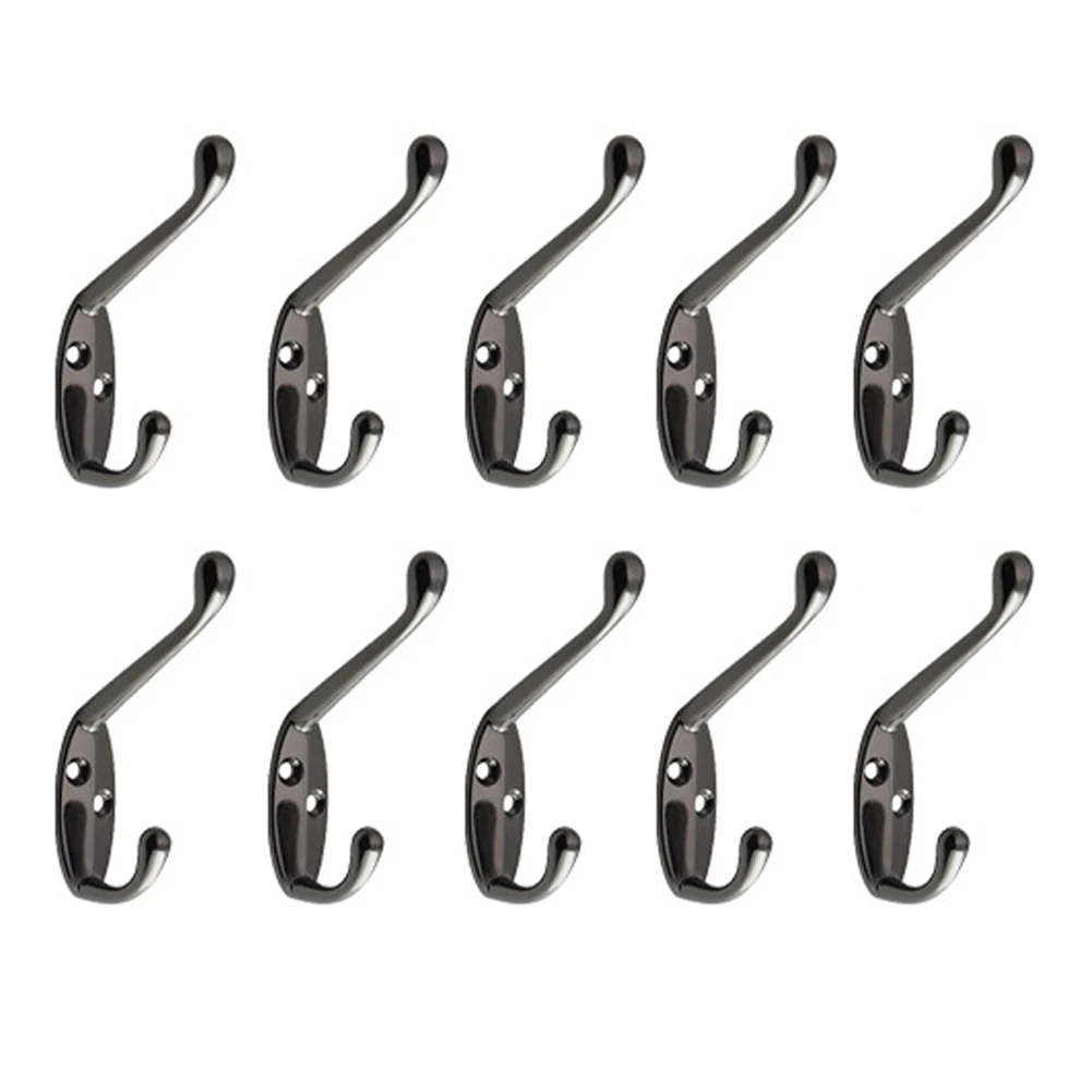 

10pcs Heavy Duty With 20 Screws Coat Hook Easy Install Scarf Bag Bedroom Universal Towel Hanger Wall Mounted Dual Prong Bathroom