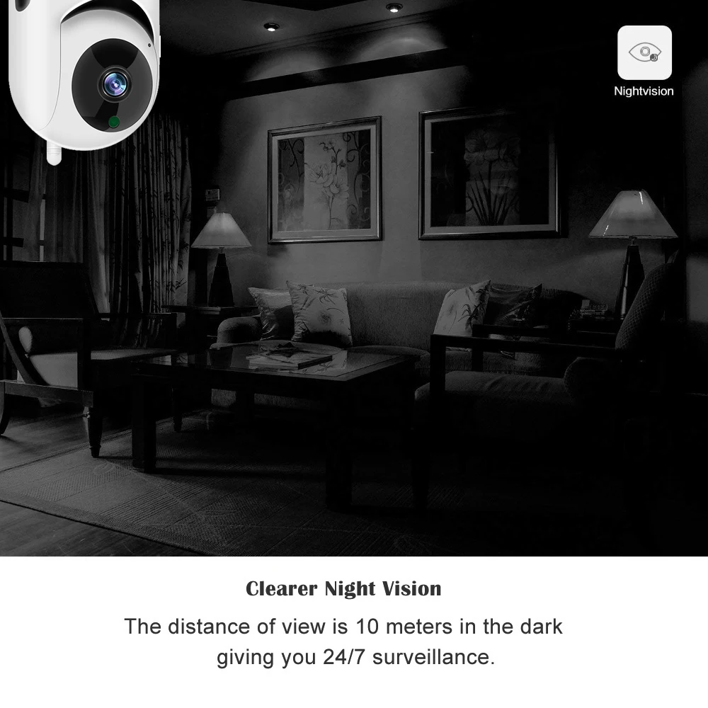 Wi Fi IP камера Tuya Smartlife HD 1080P 2 МП с функцией ночного видения|Камеры видеонаблюдения| |