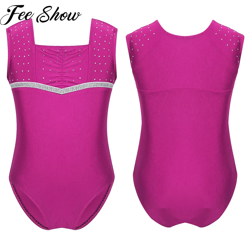 Детский балетный трико для девочек танцевальный гимнастический комбинезон без