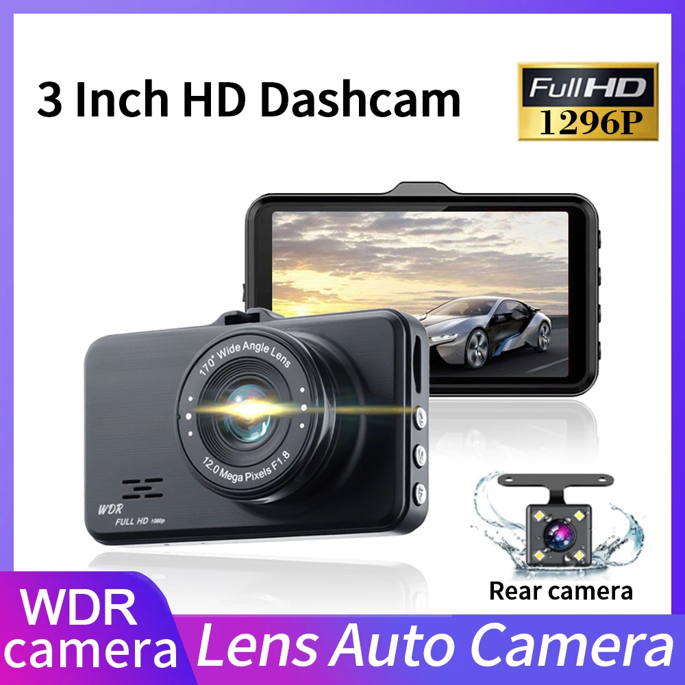 

DVR Car 3 Inch IPS Screen 1080P FHD Dashcam Driving Recorder 170° Wide Angle Night Vision Dual Lens Auto Registrator Camcorder