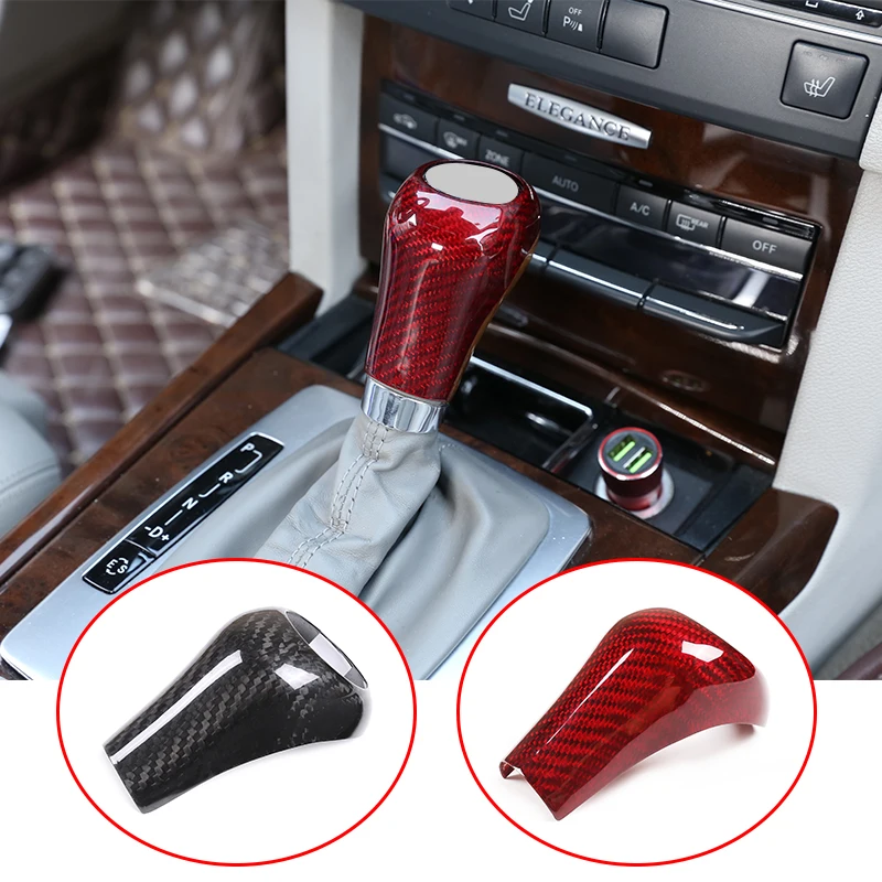 

Real Carbon Fiber Car Gear Shift Head Trim Sticker For Mercedes Benz C Class W204 E W212 GLK X204 CLS W218 A G Class