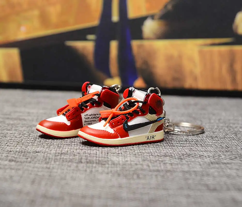 a pair w metal ring Дропшиппинг тапки обуви брелок 1 3D мини-кроссовки "OW CHICAGO" Спортивная обувь тапки брелки - Цвет: a pair w metal ring