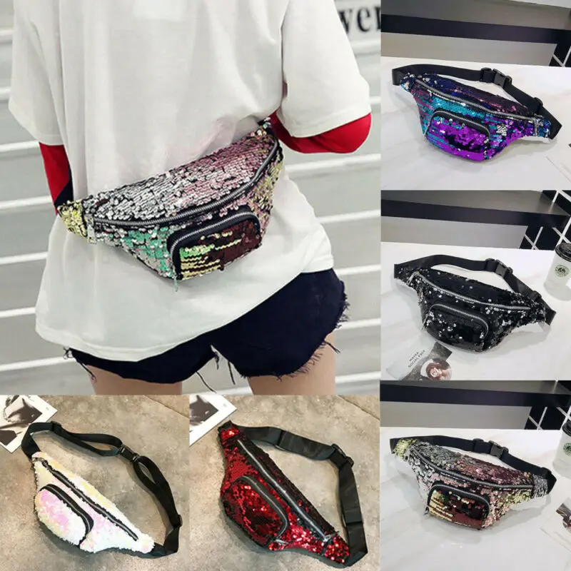 Для Женщин Девочек блестки пайетки поясная сумка Хип кошелек сумка в подарок модная крутая Монета Через Плечо Shouder поясная упаковка