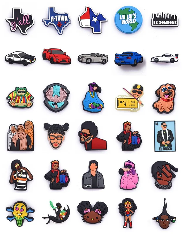  Racing Car Croc Charms Cartoon Accessories PVC Shoe Decoration For Crock jibz Girls Boys Kids Party X-mas Gifts