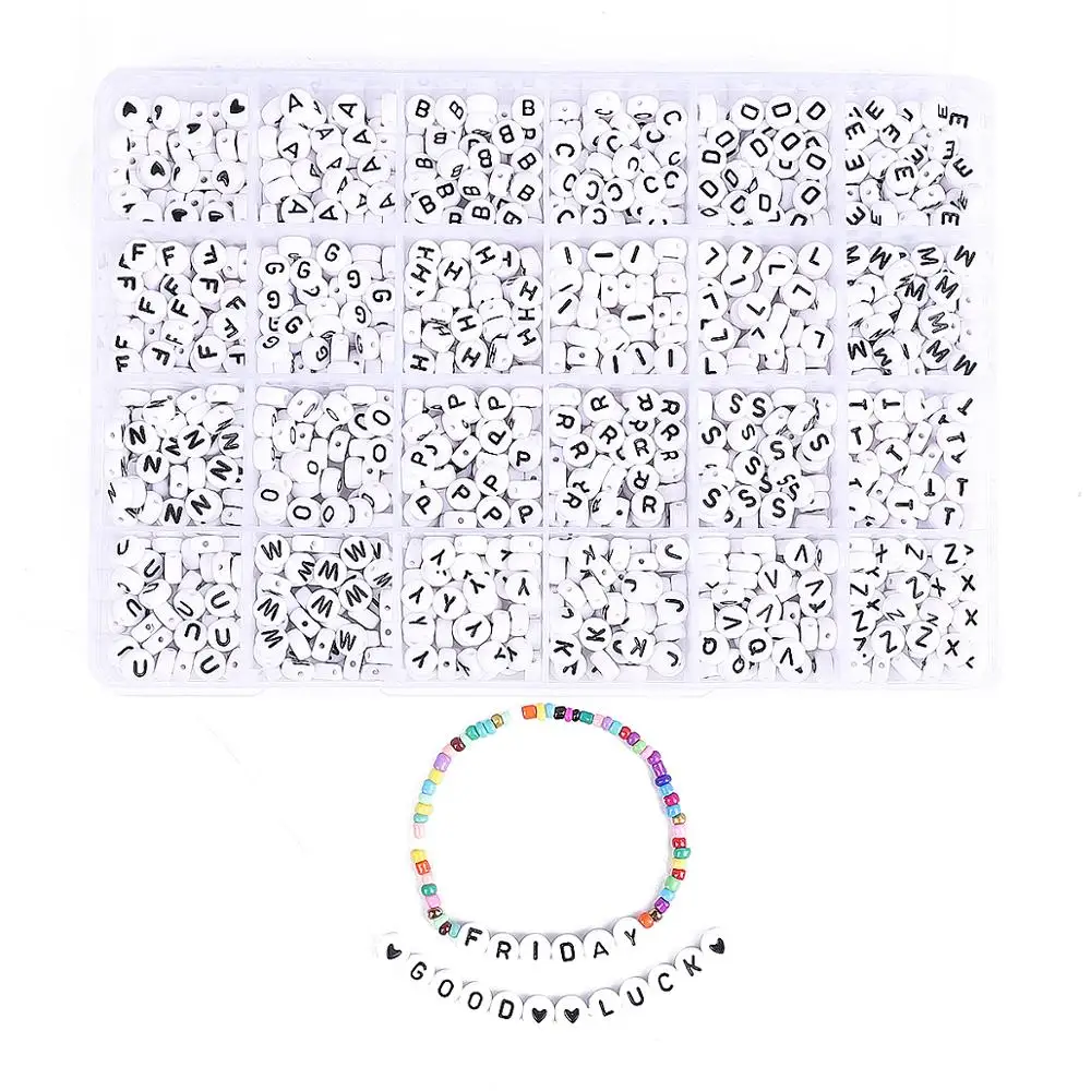 1BOX 26 Letters Acrylic Beads Heart &amp Cube Alphabet Digital Loose Spacer For Jewelry Making Handmade DIY Bracelet Necklace | Украшения и