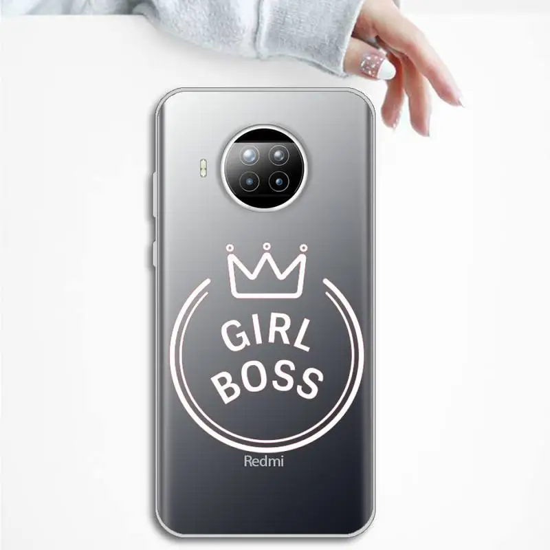 

Girl Boss Pink Women power Cartoon Novelty Phone Case Transparent for Xiaomi Redmi note 10 t 8 9 pro lite 11