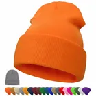 Зимние шапки для женщин 2020, Новые Вязаные однотонные милые шапки для девочек, осенние женские шапки-бини, теплые шапки, Женская Повседневная шапка
