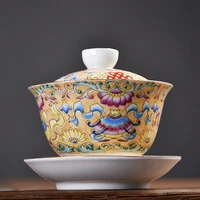 drinkware colorful tea cups and saucers luxury teaware chinese ceramic tea tureen ceramic bowl set with lid handmade tea set
