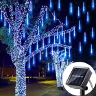 Уличная светодиодная гирсветильник метеоритный дождь, 8 трубок, 30 см, 50 см, на солнечной батарее, для украшения сада, водонепроницаемая Рождественская елка