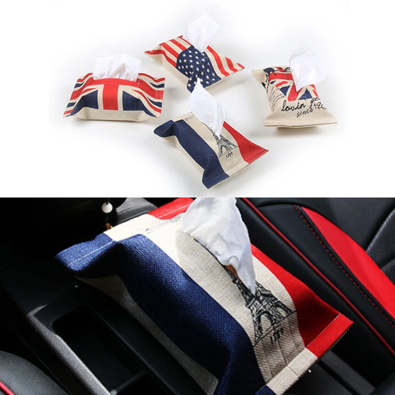 KJAUTOMAX For Mini Cooper Auto Interior Union Jack PU Leather Car Tissue Napkin Box Bag package Armrest box Storage | Автомобили и
