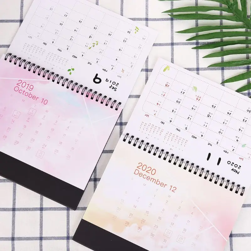 

2020 Dreamy Colorful Desktop Standing Coil Paper Calendar Memo Daily Schedule Table Planner Yearly Agenda Organizer