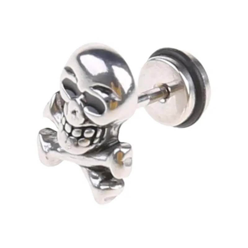 

Beautiful workmanship Vintage Skull Head Ear Piercing Stud Titanium Steel Earrings Hip Hop Ghost Studs