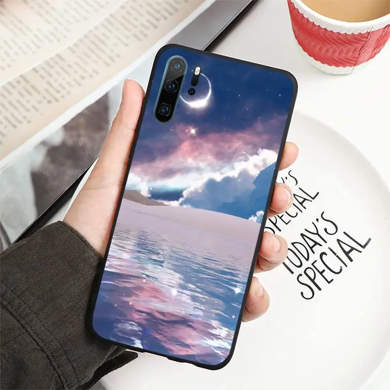 

Moon starry sky sun creative art illustration Phone Case For Huawei honor Mate P 10 20 30 40 i 9 8 pro x Lite smart 2019 nova 5t