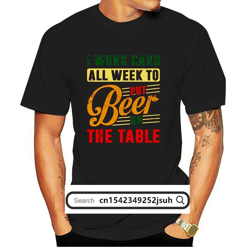 

2021 New Men's And Women's Short-Sleeved T Shirts Beer Print Casual Men's T Shirts On The Workbench