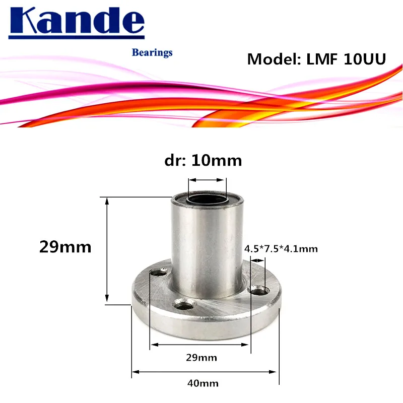

LMF10 UU 1pcs/lot LMF10UU Round Flange Linear Ball Bearing 10mm LMF10 For 3D printer SMF10UU Kande Bearings