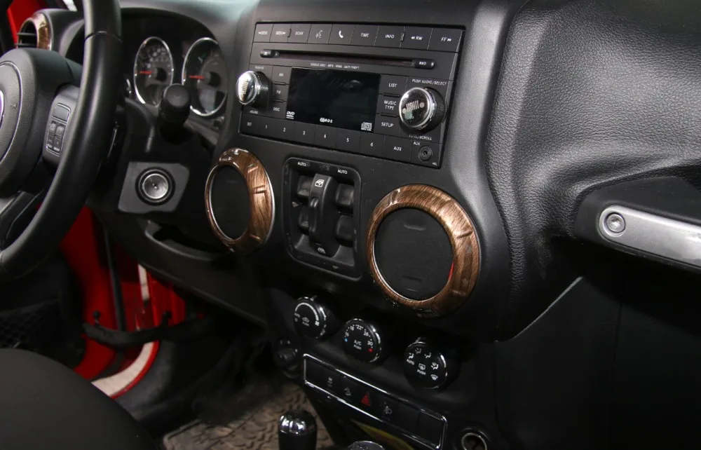 Для Jeep Wrangler JK 2011- аксессуары для салона автомобиля костюмы украшения 4 двери автомобиля Стайлинг хром красный синий карбоновое волокно 18 шт