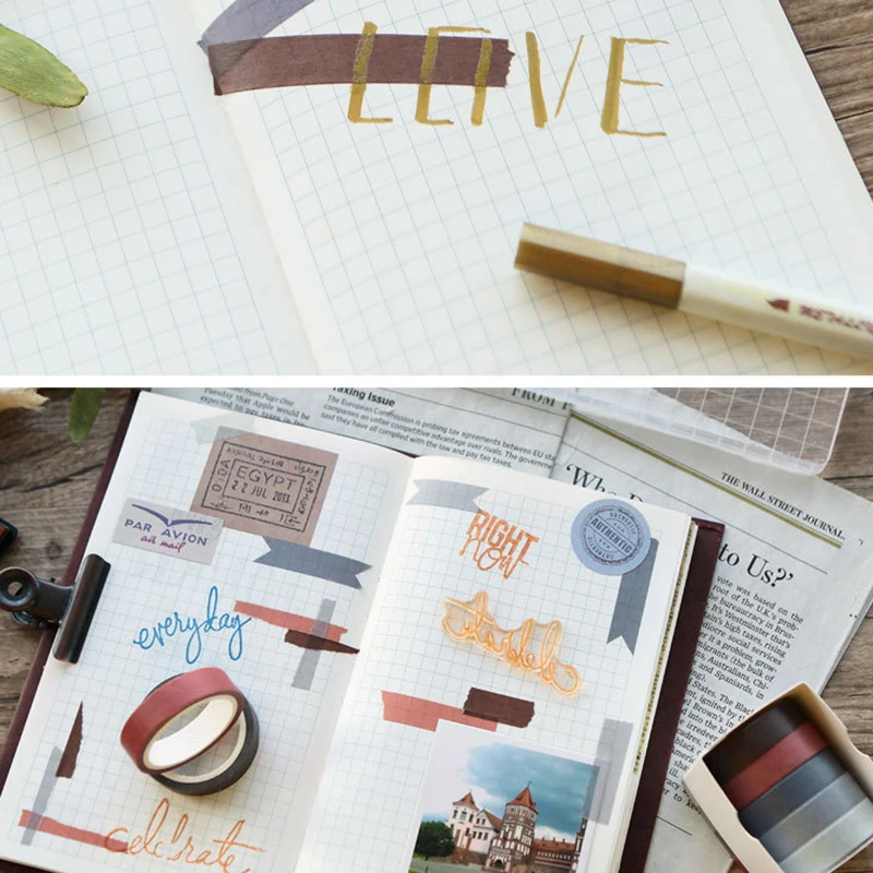 

5Pcs/Set Solid Color Paper Tape DIY Decorative Scrapbook Masking Tape Washi Tape Stationery Office Supply Adhesive Tape 10mm*5M