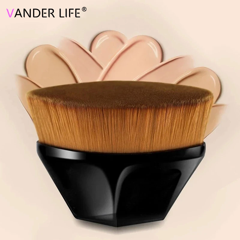 

High Quality Liquid BB Cream Blush Loose Powder Brush Hexagon Rhombic Short Handle Flat Kit Magic Foundation Makeup Brush