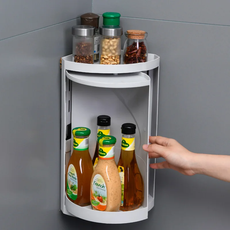 Вращающийся Органайзер для ванной угловая полка туалетного шкафа пластиковая