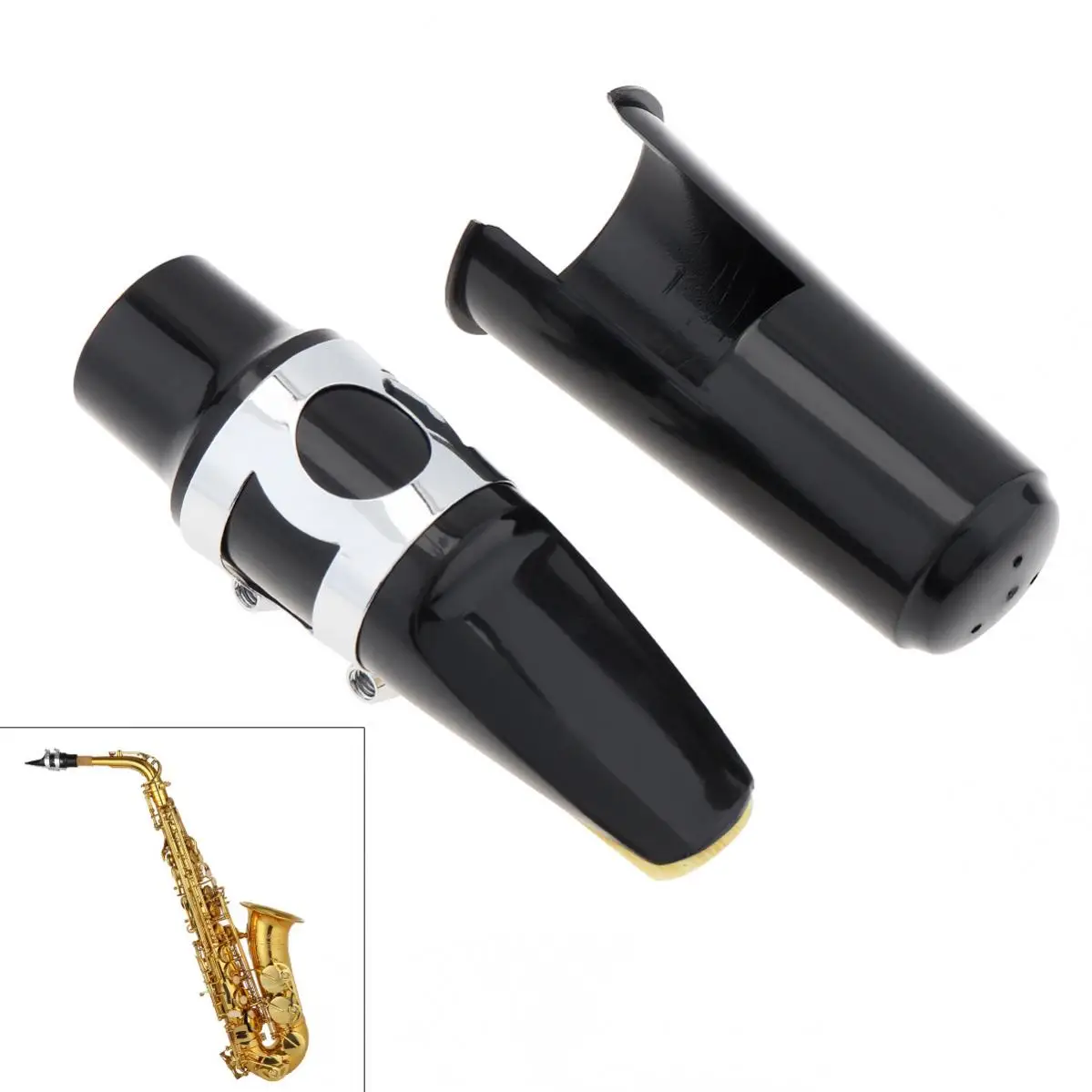 

Alto Tone Sax Saxophone Mouthpiece Universal Silver Sax Blowing Nozzle Musical Instrument Accessories with Ligature Cap