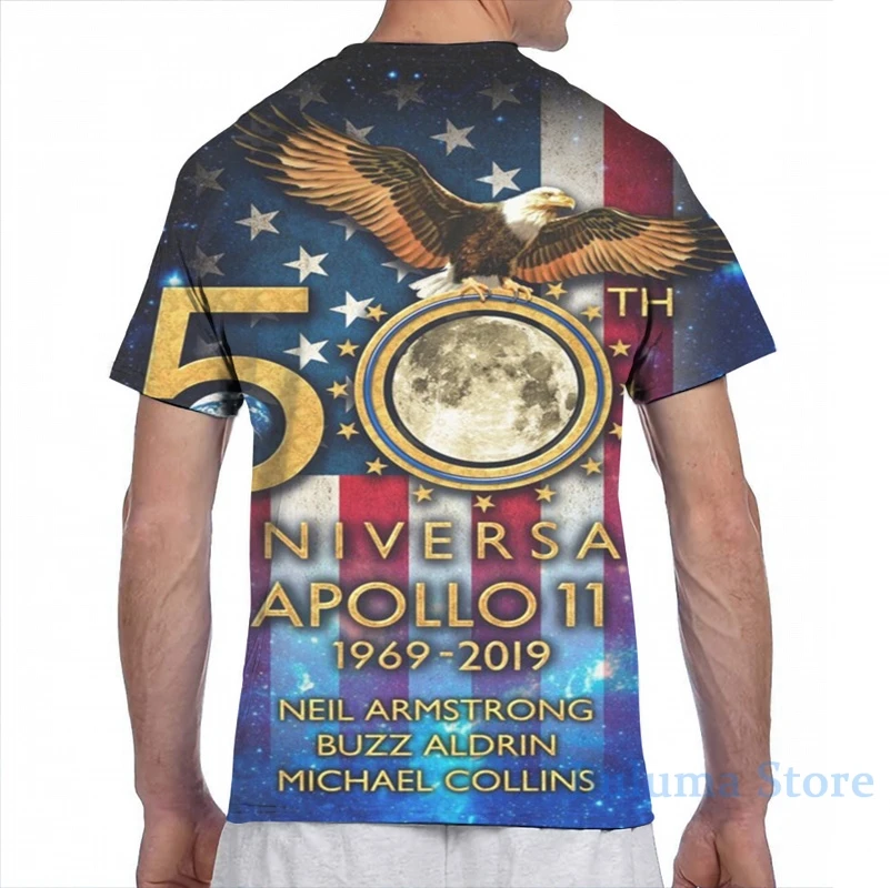 Футболка Мужская/женская с коротким рукавом модная рубашка принтом Аполло 11 Луна