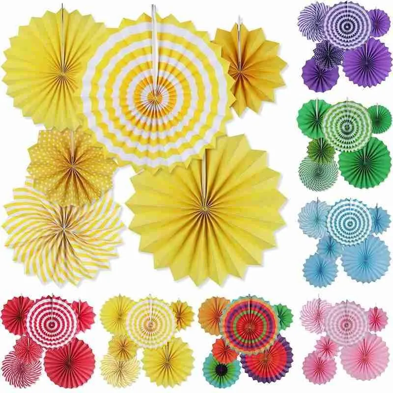 6 шт. подвесные бумажные вееры круглые на колесиках разные размеры фиолетовый