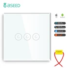 Умный сенсорный выключатель Bseed для розничной линии, стеклянная панель с 3 клавишами, европейский стандарт, Wi-Fi, для улучшения дома, 3 цвета