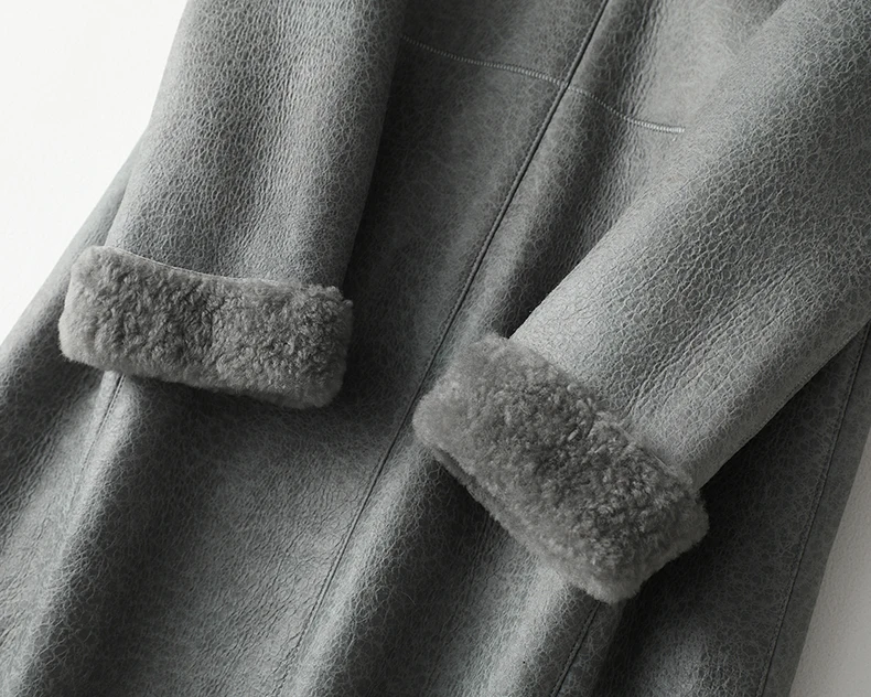 New Arrival Real Sheepskin Lady Coat With Fox Fur Collar With Long Sleeve Zipper Elegent Style Thick Warm Fur