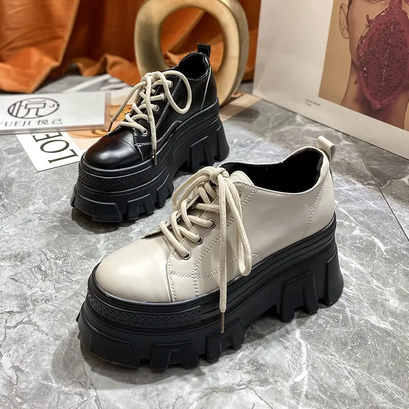 

Fall 2021new Dad Shoes Women's Thick Bottom Increased Internet Celebrity Ins Tide Leisure Super Hot Soft Leather Super High Heel