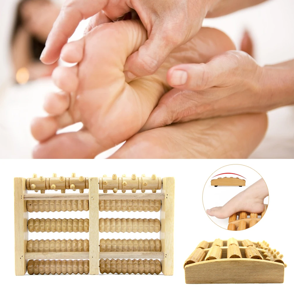 Деревянный акупунктурный массажер для ног роликовое массажное устройство пять