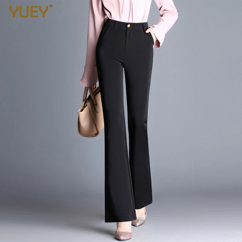 Новые женские длинные прямые брюки с высокой талией эластичные коричневые