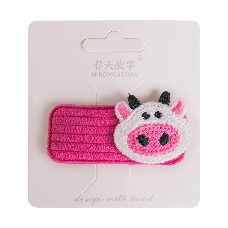 

South Korea's new winter color clip INS wind girl heart corduroy children hairpin animal model