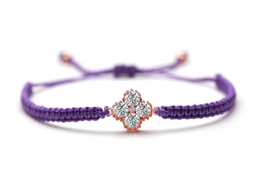 Креативный CZ Кристальный медный цветочный Шарм ручной узел макраме браслет для